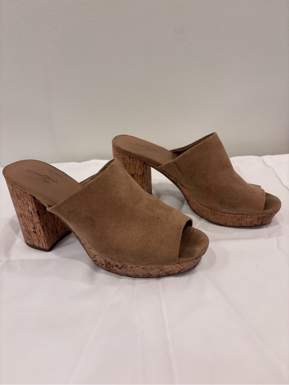 Universal Thread Tan Suede Open-Toe Mule Slides - Picture 2 of 2